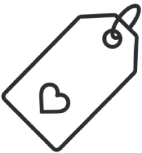 Heart tag outline icon.